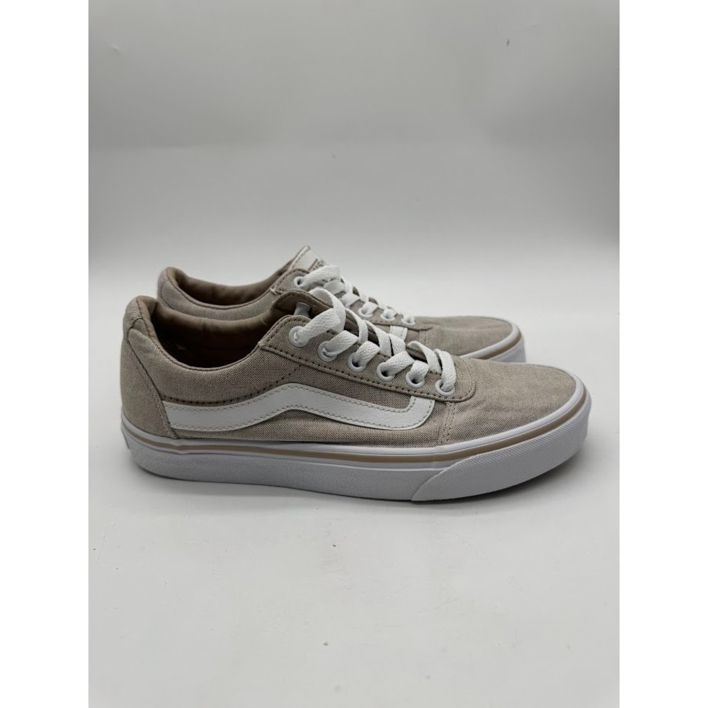 Vans Ward Low Top Sneakers Tan White Canvas Skate Shoes Womens 7 500714